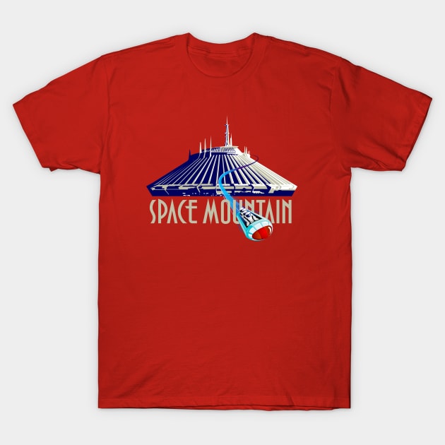 Space Mountain Retro Style - White T-Shirt by Blake Dumesnil Designs